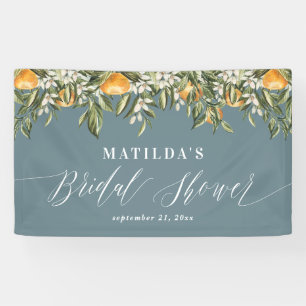 Rustic orange citrus botanical bridal shower party banner