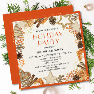 Rustic Orange Citrus Christmas Party Invitation