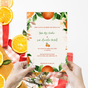 Rustic Orange Citrus Fall Wedding Invitation