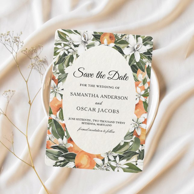 Rustic Orange Citrus Floral | Elegant Boho Save The Date (Creator Uploaded)