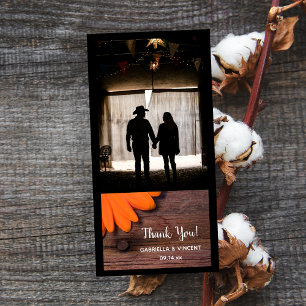 Rustic Orange Daisy Barn Wood Country Thank You Card