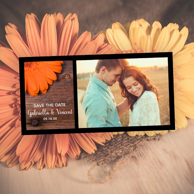 Rustic Orange Daisy Country Wedding Save the Date (Creator Uploaded)