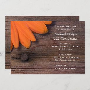 Rustic Orange Daisy Wedding Anniversary Party Invitation