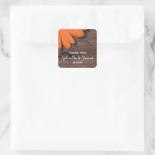 Rustic Orange Daisy Wedding Thank You Favour Tag