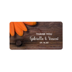 Rustic Orange Daisy Wedding Thank You Favour Tag