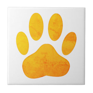 Rustic Orange Dog Pawprint Tile