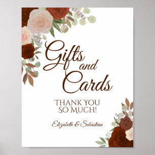Rustic Orange Fall Roses Gifts & Cards Wedding Poster