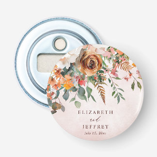 Rustic Orange Floral Fall Wedding Bottle Opener