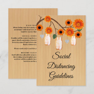 Rustic Orange Floral Mason Jar Safety Measures Enclosure Card