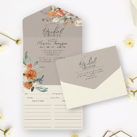 Rustic Orange Floral Taupe Bridal Shower & Recipe 