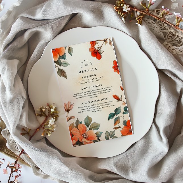 Rustic Orange Floral Wedding Enclosure Card (Creator Uploaded)