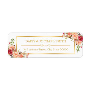 Rustic Orange Flowers Chic White Gold Frame