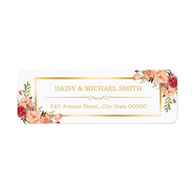 Rustic Orange Flowers Chic White Gold Frame (Front)