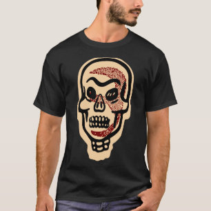 Rustic Orange Halloween Skull   Red Highlights T-Shirt