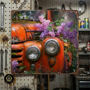 Rustic Orange Lilac Truck Decoupage Tissue Paper