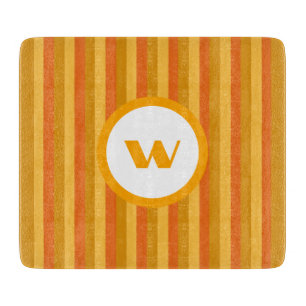 Rustic Orange Monogram & Stripes Cutting Board