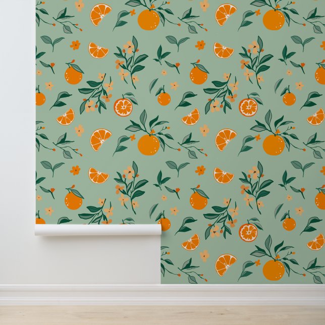 Rustic Orange Orchard Wallpaper (Application)