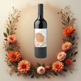 Rustic Orange Peach Botanicals Wine Label