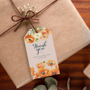Rustic Orange Pink Garden Floral Birthday Party Gift Tags