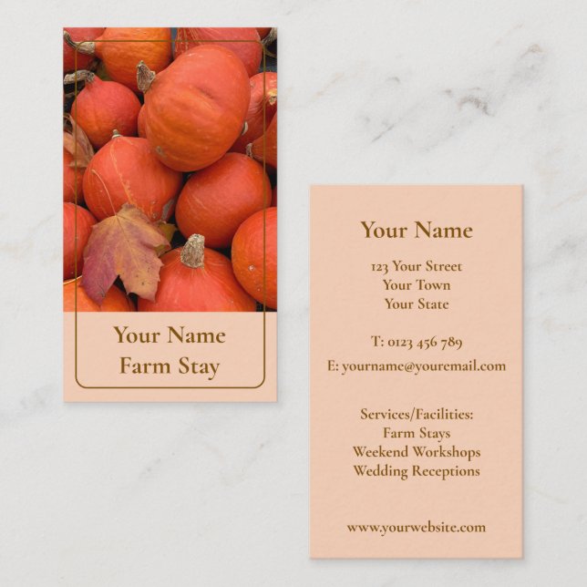 Rustic Orange Pumpkin Business Card (Front/Back)