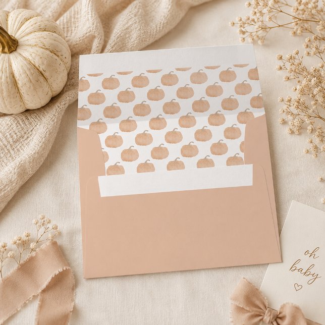 Rustic Orange Pumpkin Envelope with Fall Pattern L (pumpkin patterned envelope )
