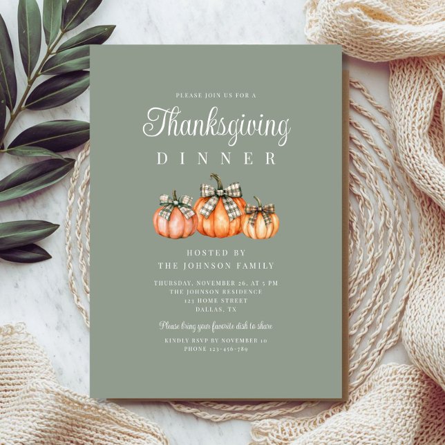 Rustic Orange Pumpkins Thanksgiving Dinner Invitation (Rustic Orange Pumpkins Thanksgiving Dinner Invitation)