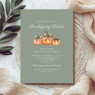 Rustic Orange Pumpkins Thanksgiving Dinner Invitation