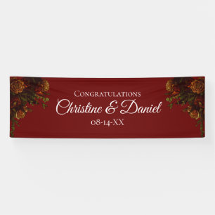 Rustic Orange Red Fall Elegant Gothic Wedding Banner