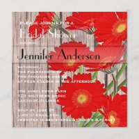 Rustic Orange Red Gerbera Country Bridal Shower