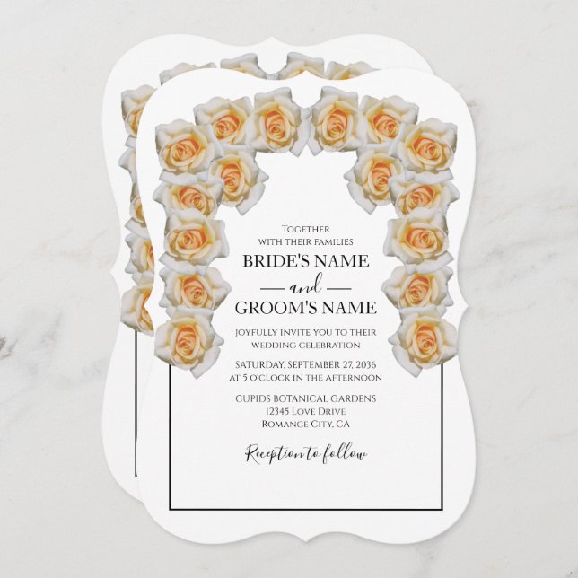 Rustic Orange Roses Wedding Invitations (Front/Back)