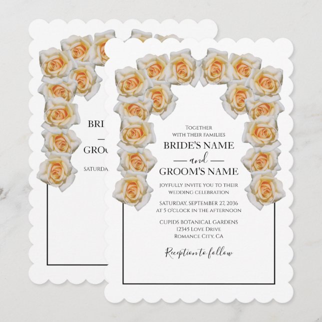 Rustic Orange Roses Wedding Invitations (Front/Back)
