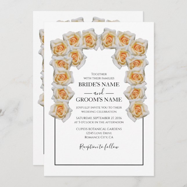 Rustic Orange Roses Wedding Invitations (Front/Back)