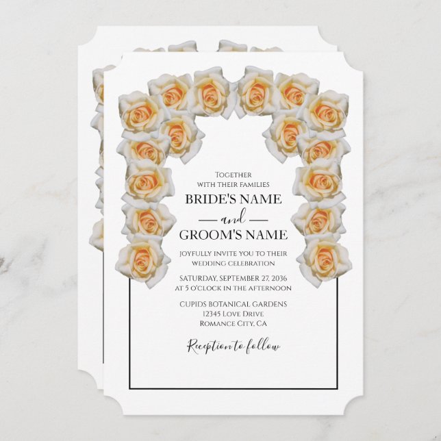 Rustic Orange Roses Wedding Invitations (Front/Back)
