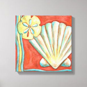 Rustic Orange Seashells Canvas Print