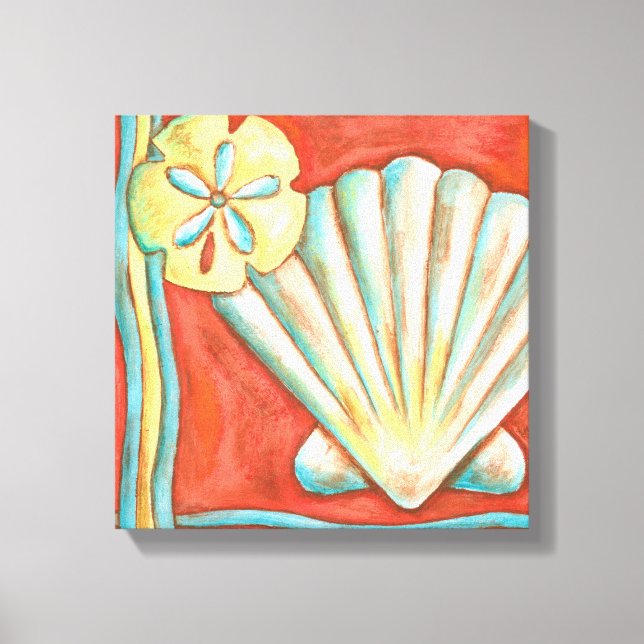 Rustic Orange Seashells Canvas Print (Front)