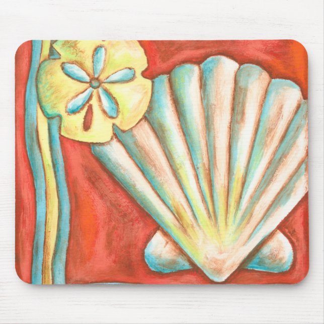 Rustic Orange Seashells Mouse Mat (Front)