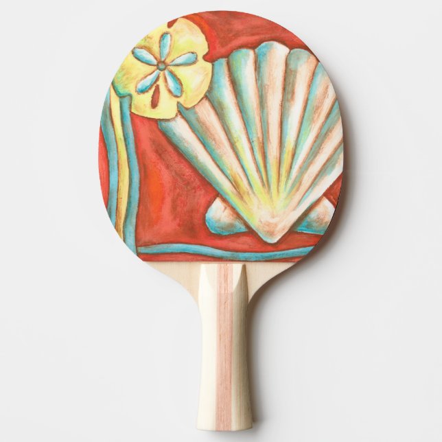 Rustic Orange Seashells Ping Pong Paddle (Front)