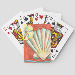 Rustic Orange Seashells Playing Cards