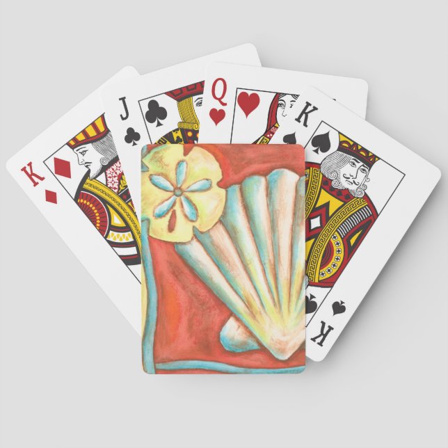 Rustic Orange Seashells Playing Cards (Back)
