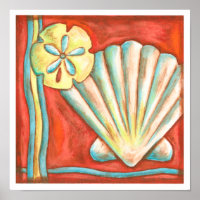 Rustic Orange Seashells