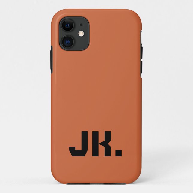 Rustic Orange Solid Colour | Minimal Initial  Case-Mate iPhone Case (Back)