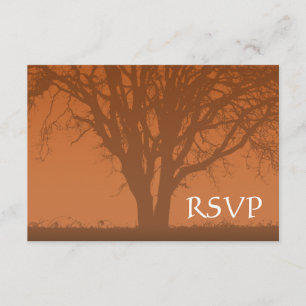 Rustic Orange Tree of Life Bar Mitzvah RSVP