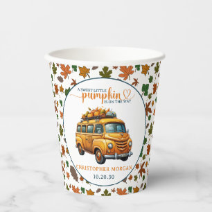 Rustic Orange Truck Little Pumpkin Baby Shower Paper Cups