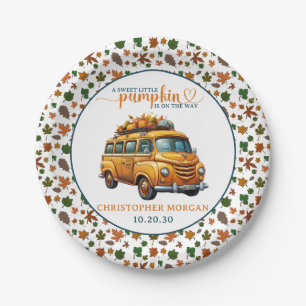 Rustic Orange Truck Little Pumpkin Baby Shower Paper Plate