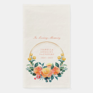 Rustic Orange Watercolor Floral In Loving Memory Napkin