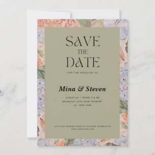 Rustic orange watercolor floral wedding save the date