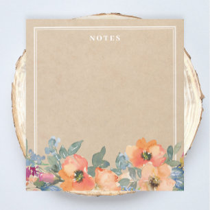 Rustic Orange Watercolor Flowers Notepad