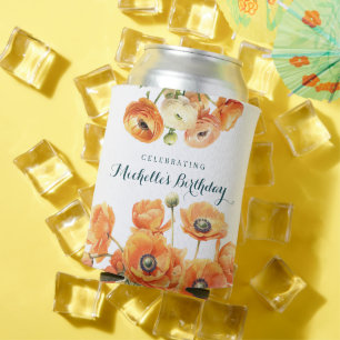 Rustic Orange White Garden Floral Birthday Cooler