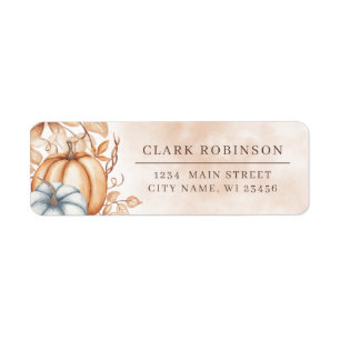 Rustic Orange White Pumpkin Return Address Label