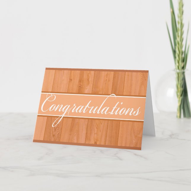 Rustic orange wood Congratulations greeting card (Front)